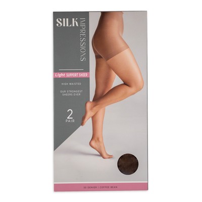Silk Impressions light support sheer 3XL high waisted, 20D, 2 pack, coffee bean