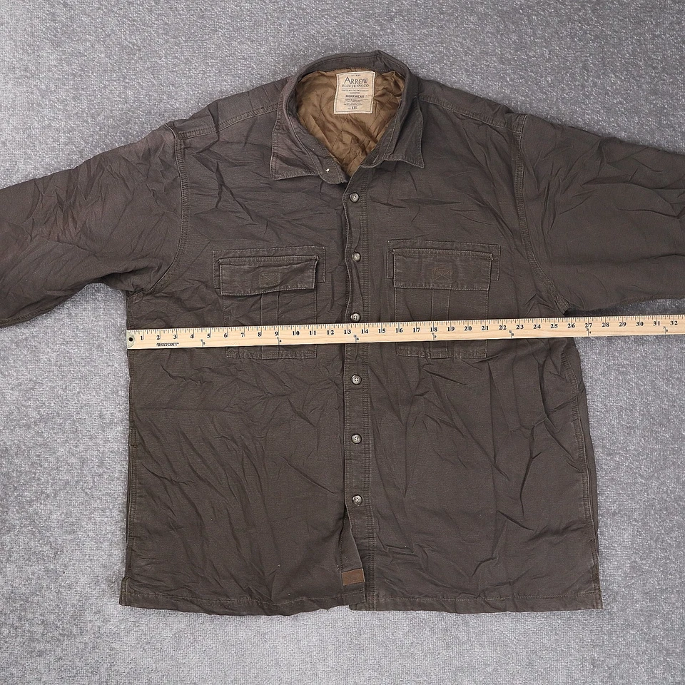 VTG 90s Arrow Blue Jean Co Sun Faded 2XL Brown Long Sleeve Full Snap Work Jacket - Image 4 of 4