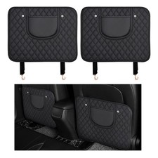 Suvnie 2 PCS Car Kick Mats, Leather Back 17.73 13.98 inches, Black