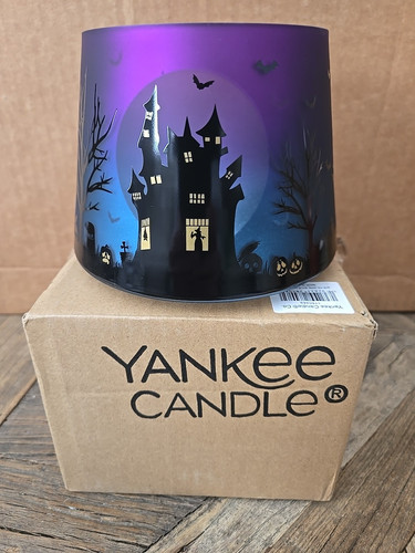 YANKEE CANDLE Halloween Scene Purple Flickering Glass Jar Shade NEW 2024 - Picture 1 of 5