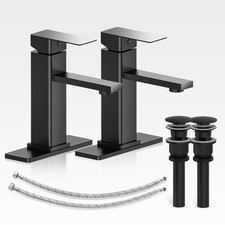 Bathroom Faucets Set with Pop Up Drain, Modern Single Handle Black Bathroom S...