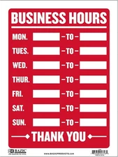 BAZIC Products Business Hours Sign 9"X12", Open Closed 1-Pack, 