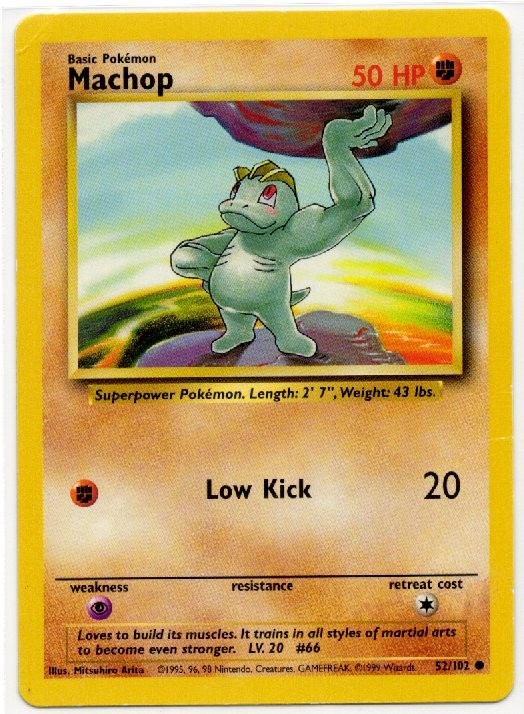 💪Machop 52/102 Common Pokemon Base Set Lightly Played💪