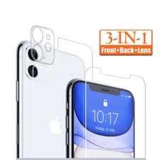 For iPhone 17 16 15 14 Tempered Glass Screen Protector Camera Lens +Front +Back