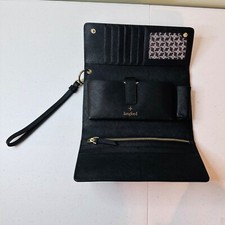 Langford Saint Jasmine Saffiano Black Wristlet Tri-fold Wallet With Gift Box