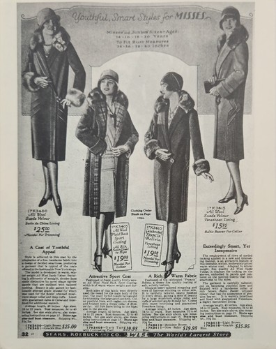 1927 Sears Roebuck Catalogue Woman Fashion Coasts Ad