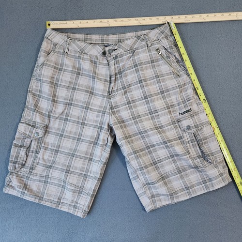 Vintage Hummel Y2K Cargo Shorts Mens XXL 36 Plaid Baggy Lightweight Athletic - Picture 12 of 12