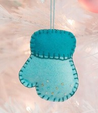 Blue Mitten Christmas Ornament Handmade and One-of-a-kind - BRAND NEW