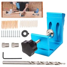 46Pcs Pocket Hole Jig Dowel Drill Joinery Screw Carpenter Woodwork Angle Tool US