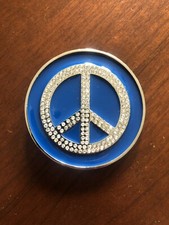 Round Blue Peace Sign Love Symbol Hippie Hippy Metal Unisex Men  s Belt Buckle