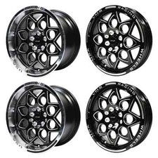Vms Racing Black Rocket Drag Pack Wheels Rims Front Rear 15x8 15x3.5 4x114.3 Vms Racing Black Rocket Drag Pack Wheels Rims Front Rear 15x8 15x3.5 4x114.3