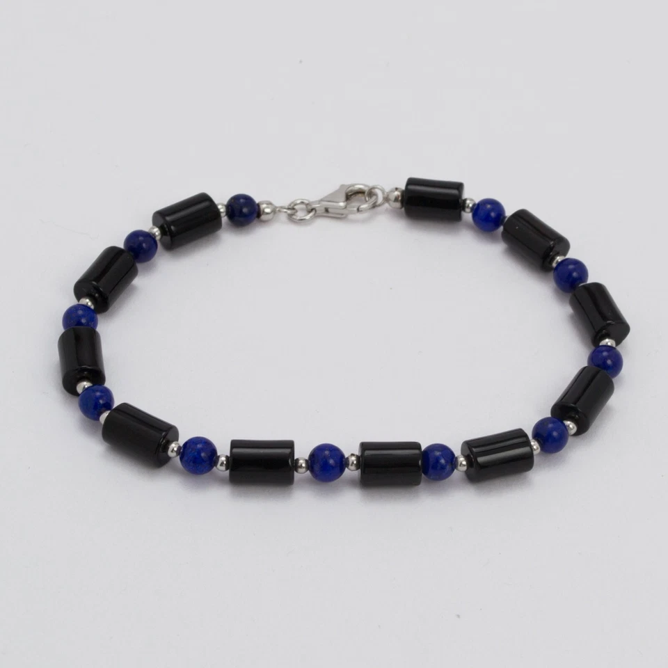 BRACCIALE UOMO/ DONNA IN ARGENTO 925 CON ONICE E LAPIS AGRP 0128 - Immagine 2 di 3