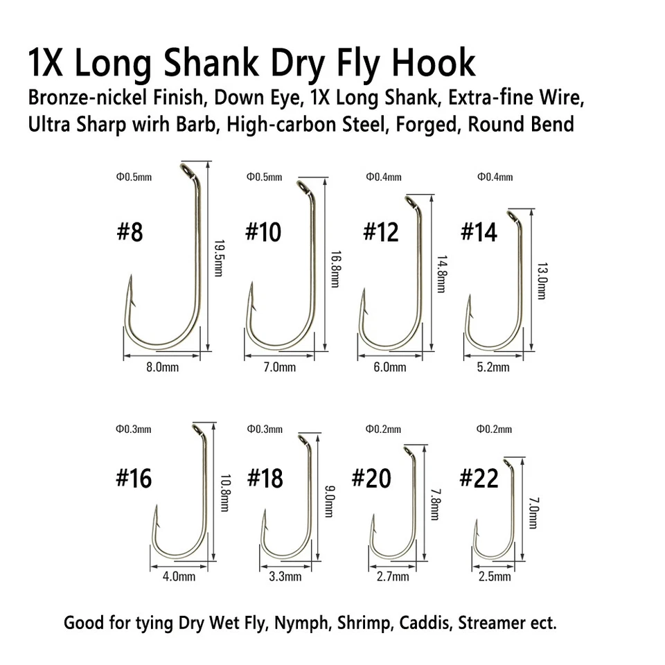 New Fly Tying Hook 500/1000PCS High Carbon Steel Nymph Dry Wet Fishing Hook Bend - Image 2 of 4