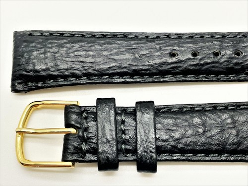 SEIKO 18 MM MEN'S BLACK UNIVERSAL REPLACEMENT LEATHER WATCH BAND SGF414