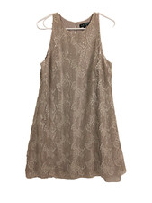 Lauren Ralph Lauren dress 12 lace lined rose gold sleeveless metallic cocktail