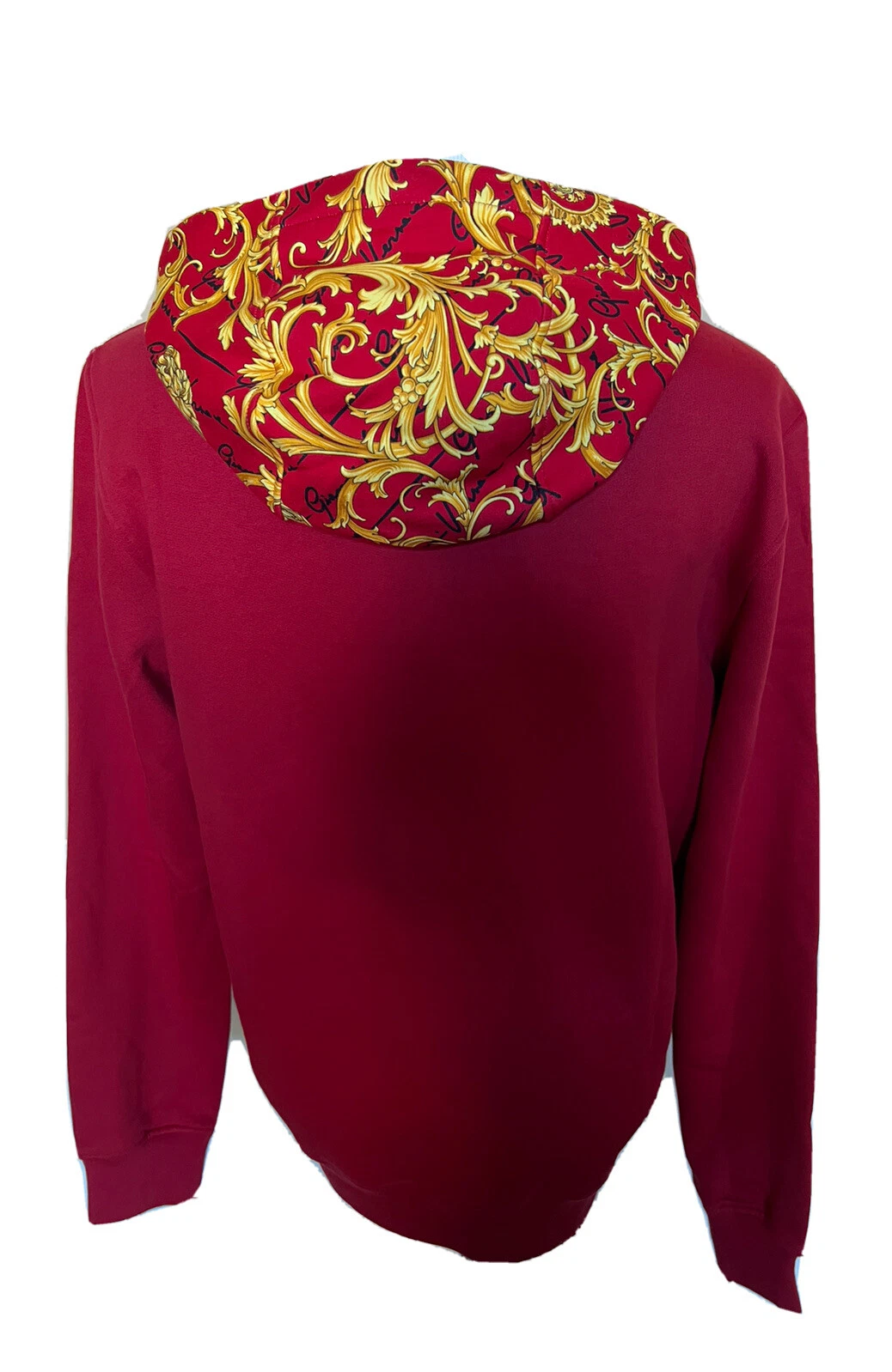 Felpa Versace Medusa stampa barocca con cappuccio rossa S 1003253 nuova con etichetta $1150