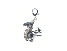 Squirrel Charm Zipper Pull Miniblings Gray Squirrel Nut Forest Silver