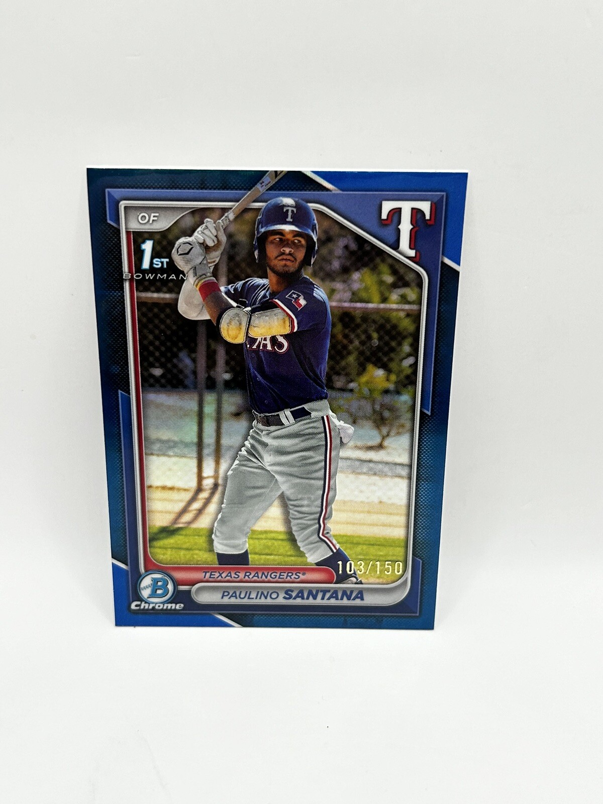 2024 Bowman Chrome Paulino Santana Blue Refractor /150 #BCP-245 Texas Rangers