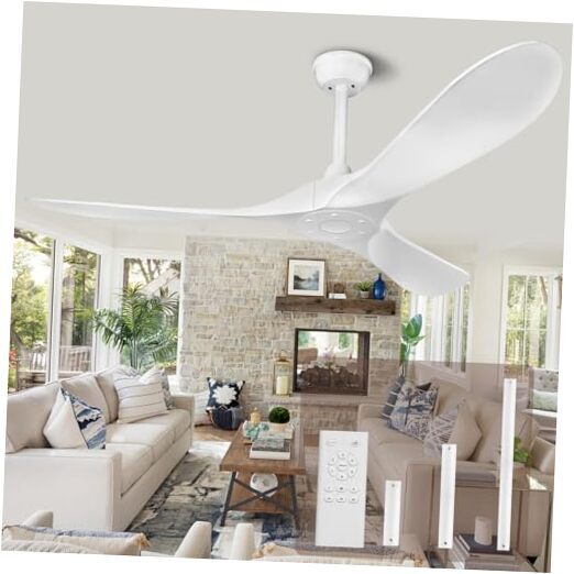 52 Inch Low Profile Ceiling Fan with Remote Control No Light White-image