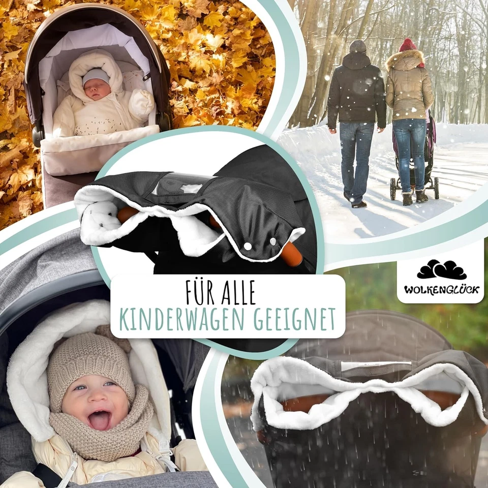 WOLKENGLÜCK® Kinderwagen Handwärmer Handmuff extra weicher Handschuh für Buggy - Bild 2 von 4