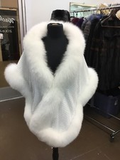 Natural White Fox Crystals Rhinestones Shawl Wrap Shrug Cape Bridal New Gorgeous