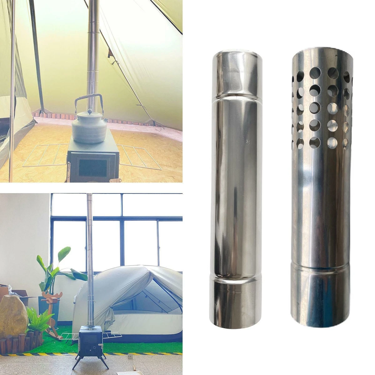 Stove Pipe Extension Tube Chimney Flue Hot Tent Wood Stove for Hiking Burner  | eBay