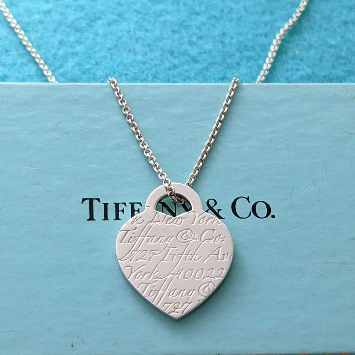 Tiffany Co. I Love You Notes Heart Necklace Pendant Sterling