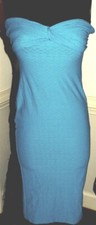 ASOS Dress Bandeau Teal Textured Bodycon Misses size 6 New