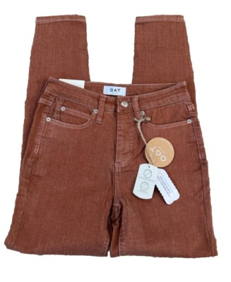 #ad Oat Womens Jeans Size 24 26 Rust High Rise Straight Crop Recycled Repreve $38.95