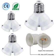 2in1 E27 Lamp Socket Splitter Adapter Light Double Y Twin Bulb Base Stand Holder