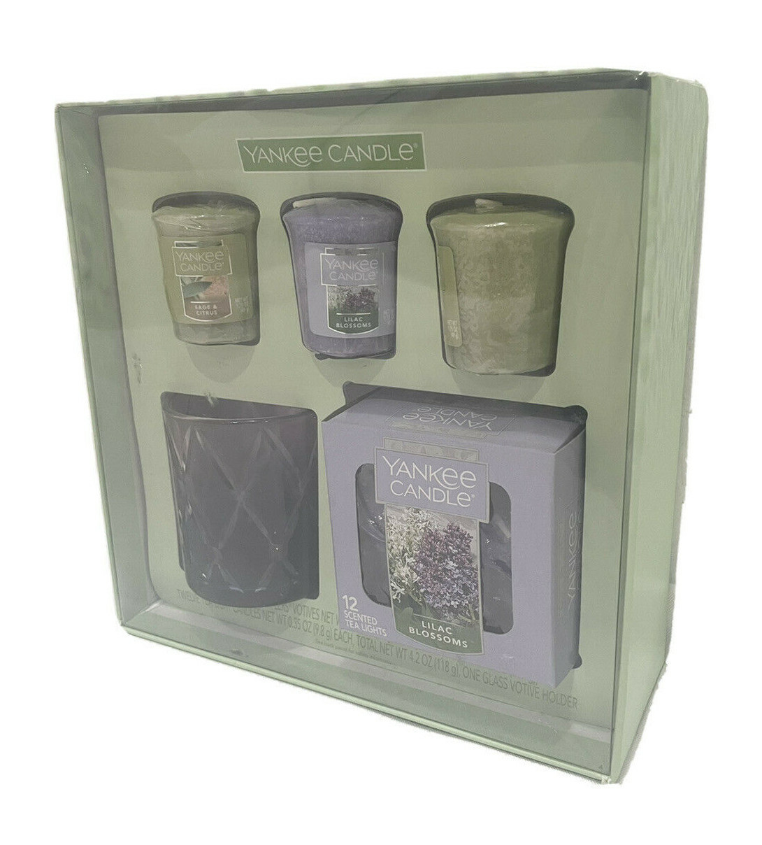 Yankee Candle Lilac Blossoms Sage Citrus Votive Floral Tea Light Holder