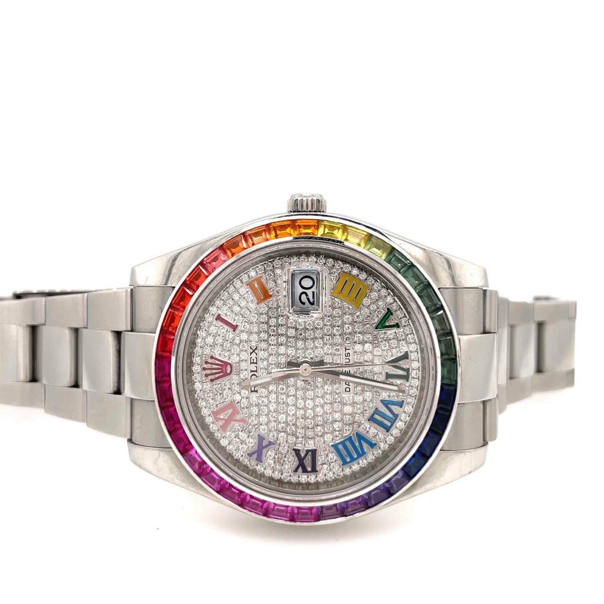 Rolex Datejust Automatic 41mm Custom Rainbow Bezel & Pave Dial