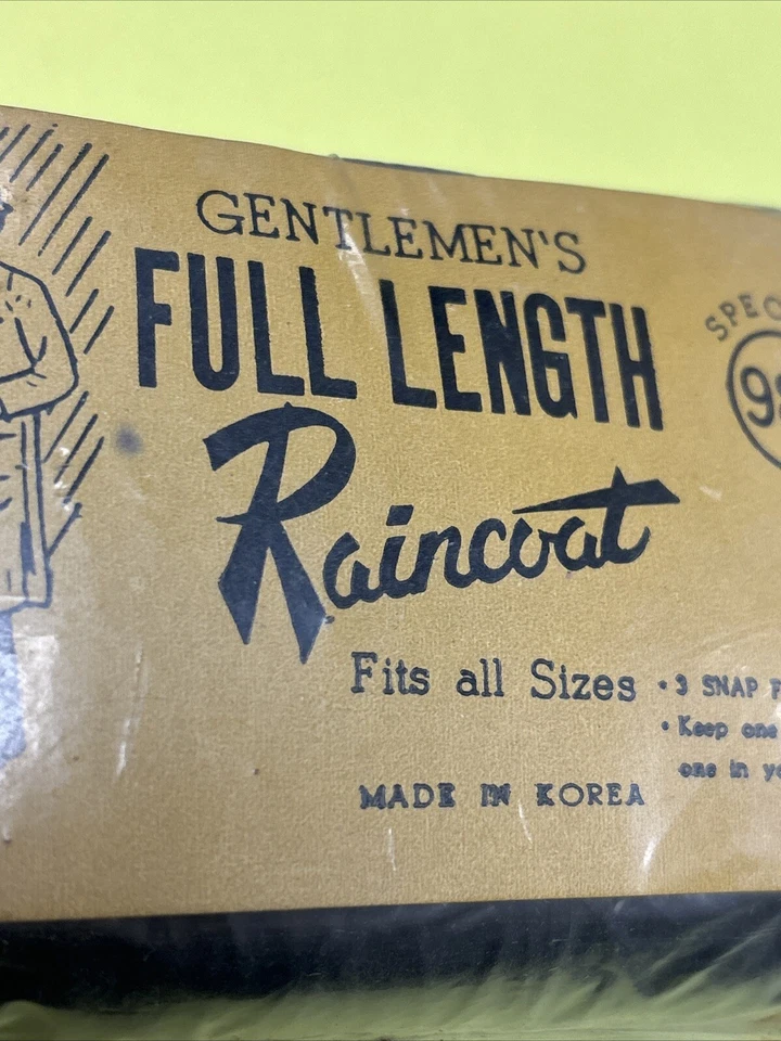 Impermeable compacto vintage para hombre largo completo 3 broches bolsa O/S nuevo Foto 4 de 4