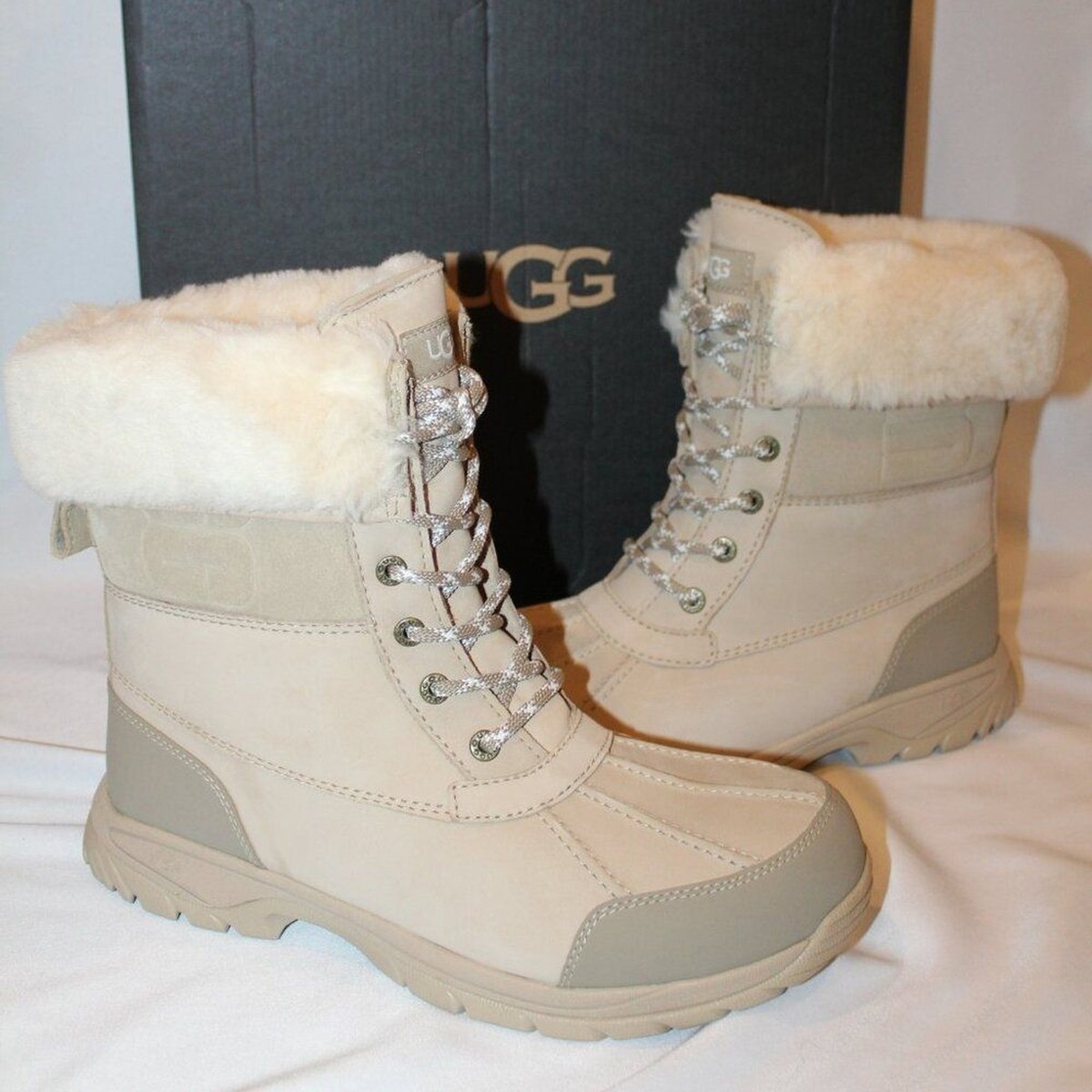 Butte Uggs In The Snow NIB UGG MEN'S BUTTE LOGO LEATHER SHEARLING