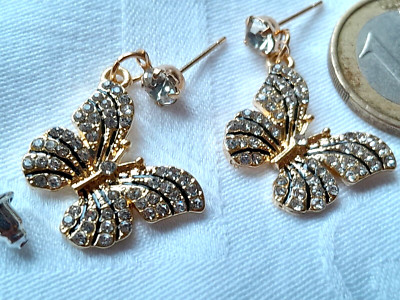 Ohrstecker gold Schmetterling Strass weiß  wunderschön verziert Betsey Johson