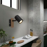 Spotlampe Wandspot Wandleuchte GU10 Schwarz Holz Strahler Beweglich Wohnzimmer