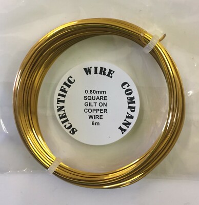 0,80 mm QUADRATISCH VERGOLDET AUF KUPFER Schmuck/Basteln anlaufgeschützter Draht, 6 m