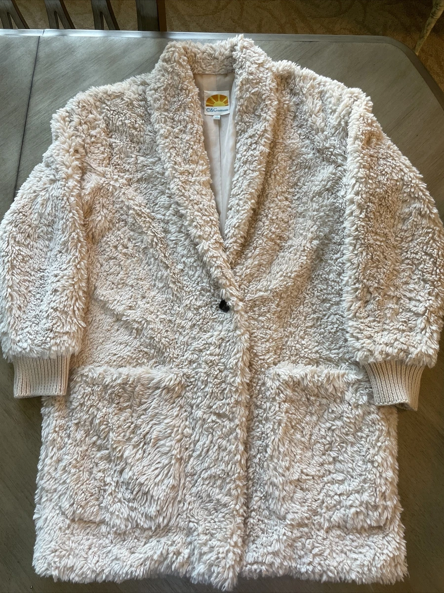 C C California Faux Fur Teddy Bear Fuzzy Lined Coat Winter Jacket