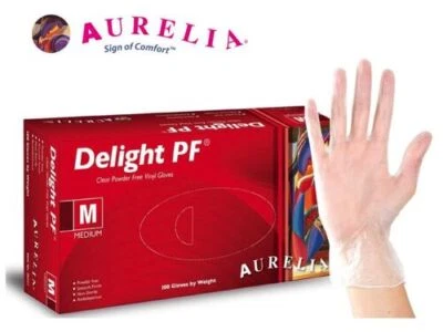 Powder & Latex FREE Disposable Aurelia DELIGHT Clear Vinyl Gloves 100 1000 4000