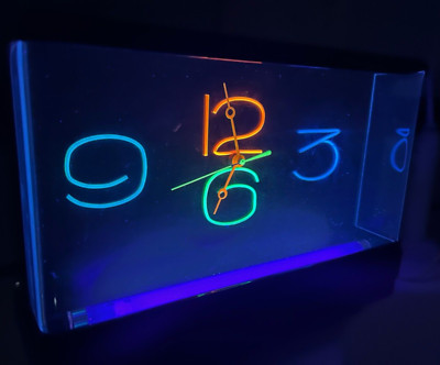vtg 1988 Gemini Display Nuon neon CLOCK retro blacklight 1980s lamp man cave bar