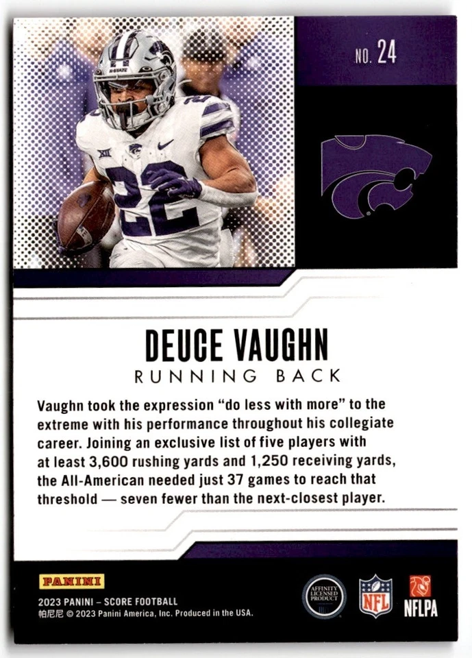 2023 Score Protential Deuce Vaughn #24 Kansas State Wildcats - Image 2 of 2