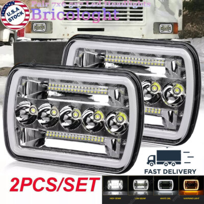 Pair 7x6'' 5x7 inch Led headlight For International Harvester 4700 4800 Ford jeep