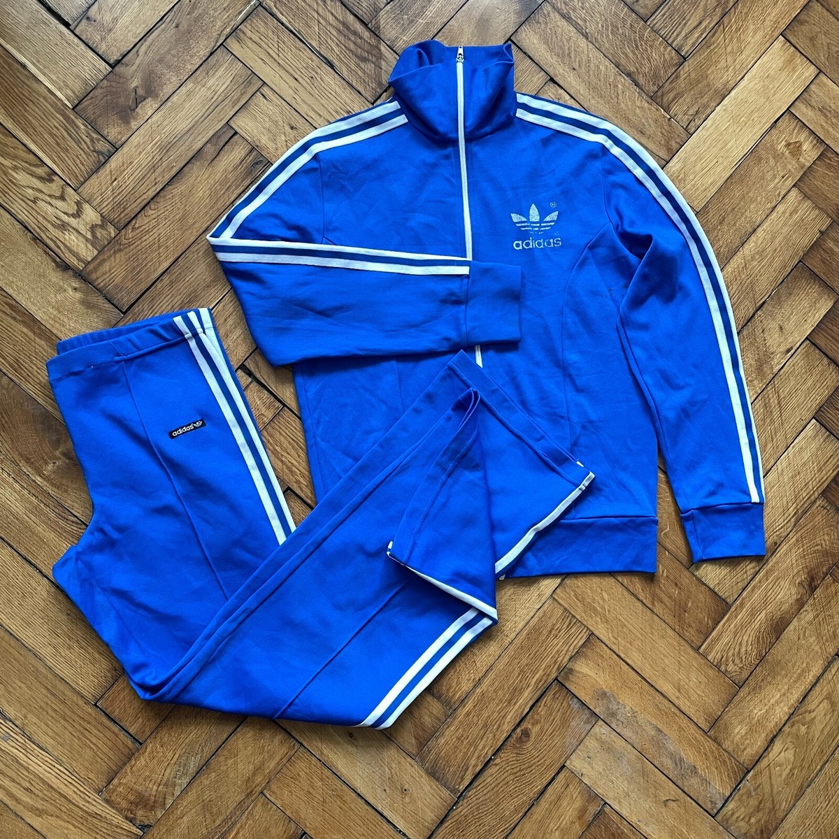 レアカラー Adidas 70's 80's Vintage Tracksuit Vintage Adidas Tracksuit Size S Blue 80s Retro Sport Style 2