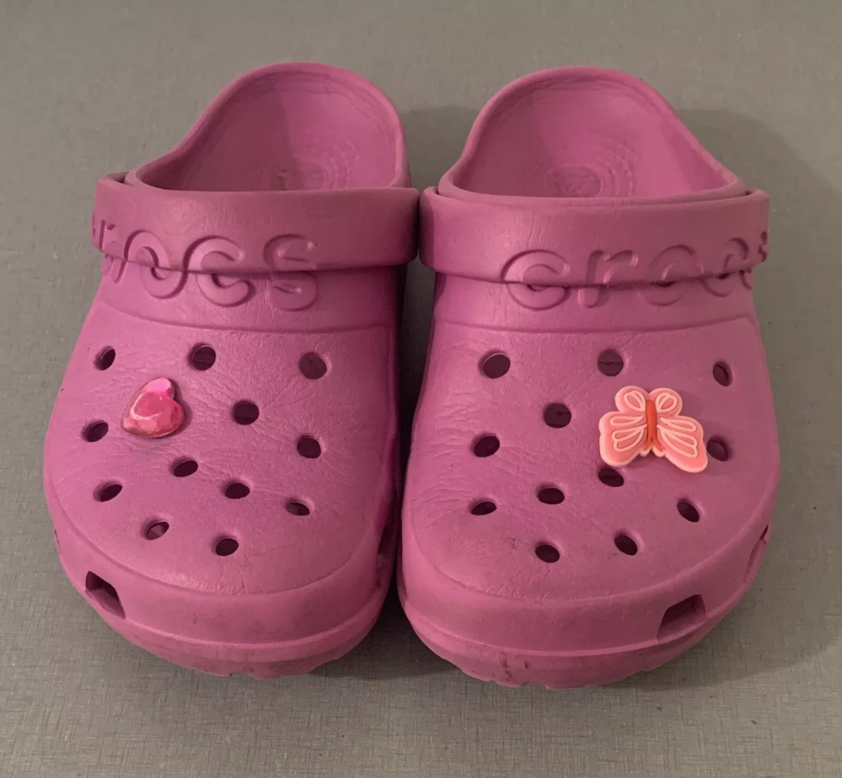 Sabot Crocs Enfant Fille Rose Motif Papillon Coeur Taille C13 30 31 Eur