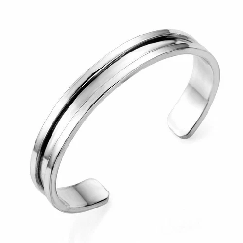 Women Elegant Tie Indent Hair Bangle Cuff Stainless Steel Band Bracelet - Bild 6 von 7