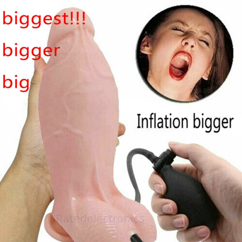 Realistic Huge Inflatable Dildo Pump Penis Anal Sex Toy G-spot Massager  Women US