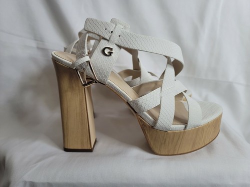 guess white platform sandals
