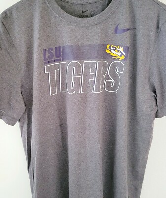 NIKE Dry LSU Tigers Football Heather Gray T-Shirt Men’s L *NEW* CI7232-071 