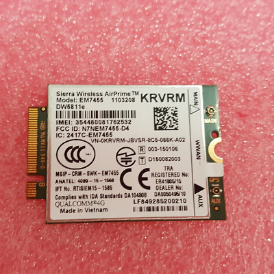 NEW Dell 7212 Rugged Tablet Sierra Wireless AirPrime EM7455 4G LTE Module KRVRM