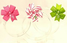 3 Personalized Hair Bow Lot, 2.75" Spring Girls Monogram Green  Pink, Initial B